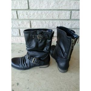 Carlos Santana Ashley Black MOTO Biker Boots Sz 6